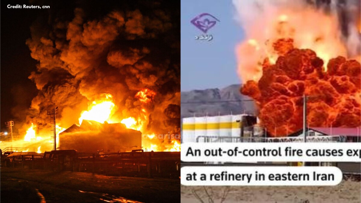 fire explosion at Oil Birjand Refinery in eastern iran