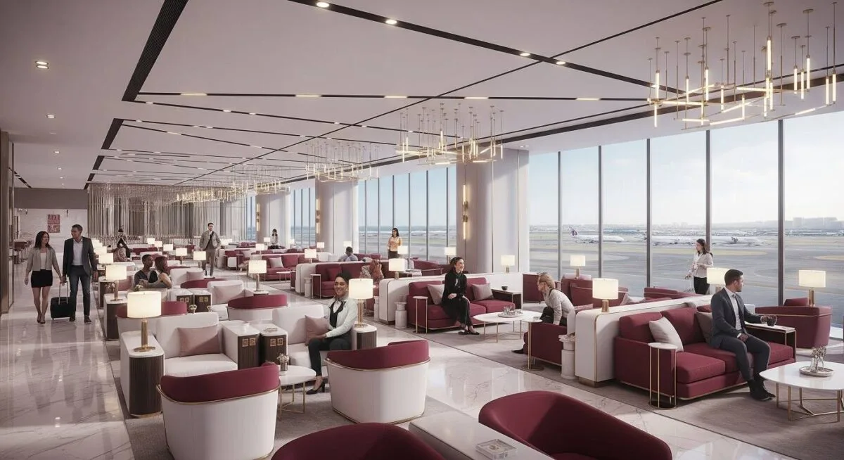Qatar Airways JFK Lounge interior 2026