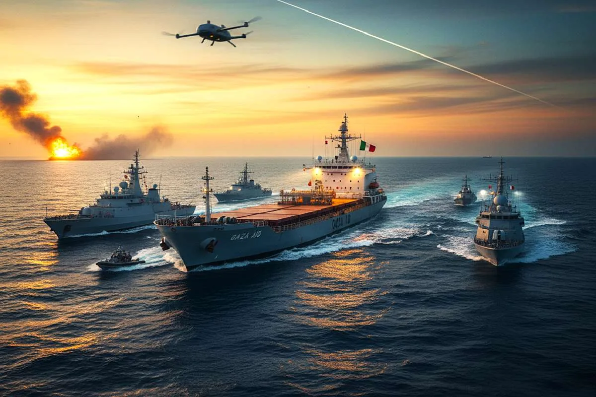 Italy Flotilla Mission: Navy Ships Escort Gaza Aid Convoy After Drone Strikes