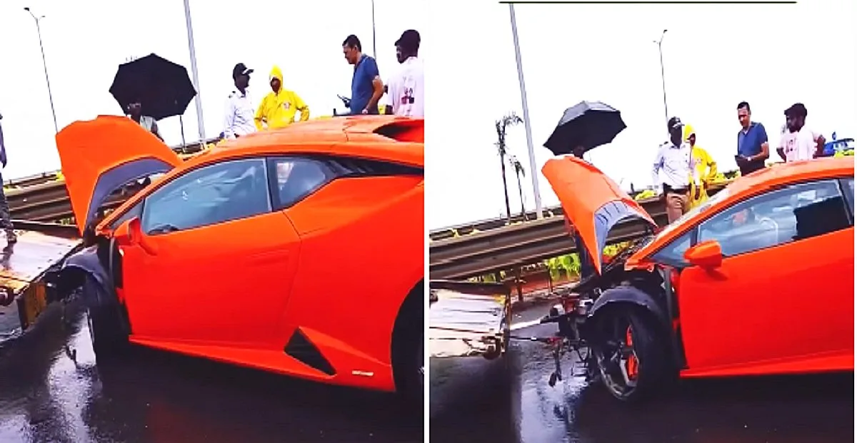 Lamborghini Crashed at Coastal Road in Mumai