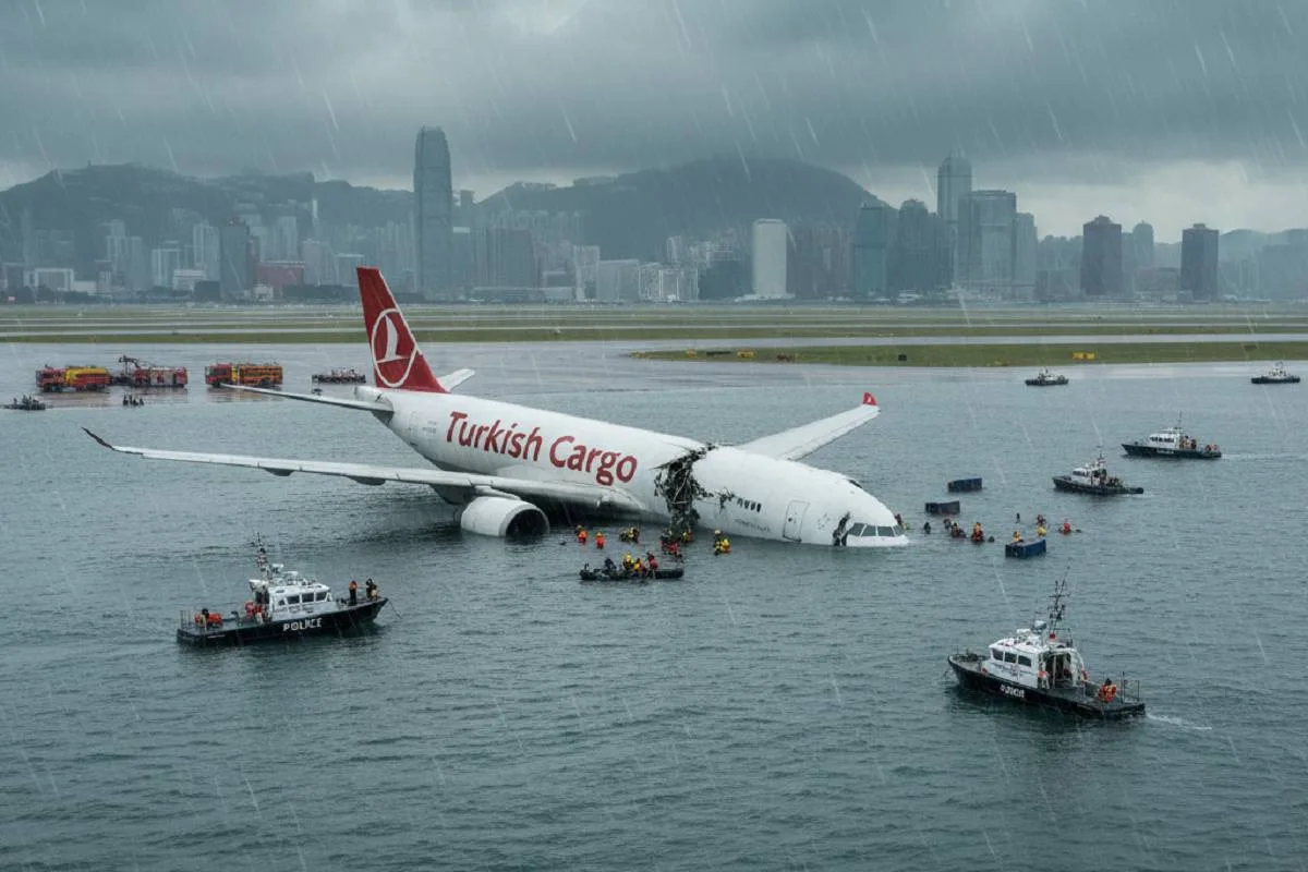 A Turkish cargo plane skidded off Hong Kong’s runway on Oct 20 2025, killing two ground staff as the aircraft plunged into the sea, officials confirmed