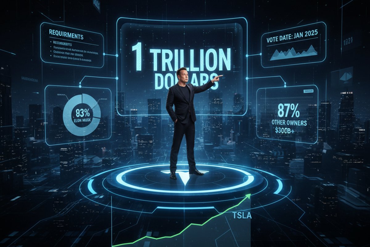 Elon Musk’s $1 Trillion Tesla Pay Package Explained Requirements, Vote Date, Net Worth, and Who Owns the Other 87% of Tesla