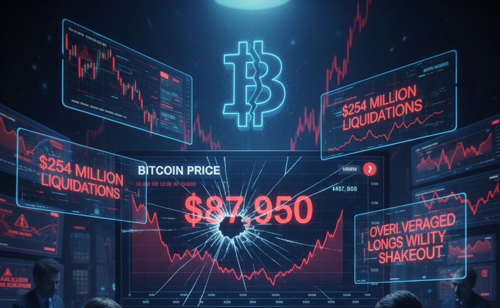 Bitcoin Price Dips Below $88,000 Amid $254 Million Crypto Liquidations December 2025 Overleveraged Longs Wiped Out in Holiday Volatility Shakeout