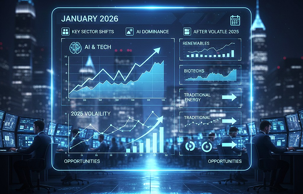 US Stock Market Outlook Entering 2026 Key Sector Shifts, AI Dominance, and Opportunities After 2025’s Volatile Year-End