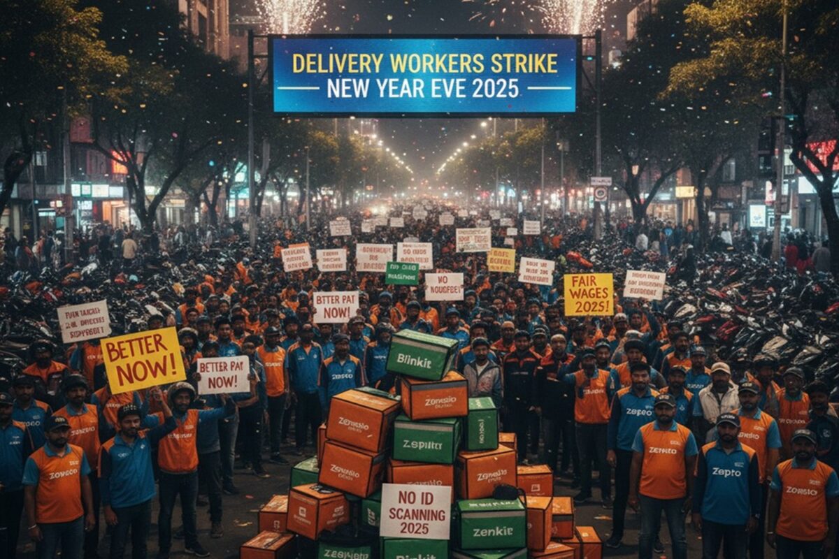 Zomato Swiggy Blinkit Zepto Delivery Workers Nationwide Strike on New Year's Eve 2025 Demands for Better Pay and ID Ban Reforms