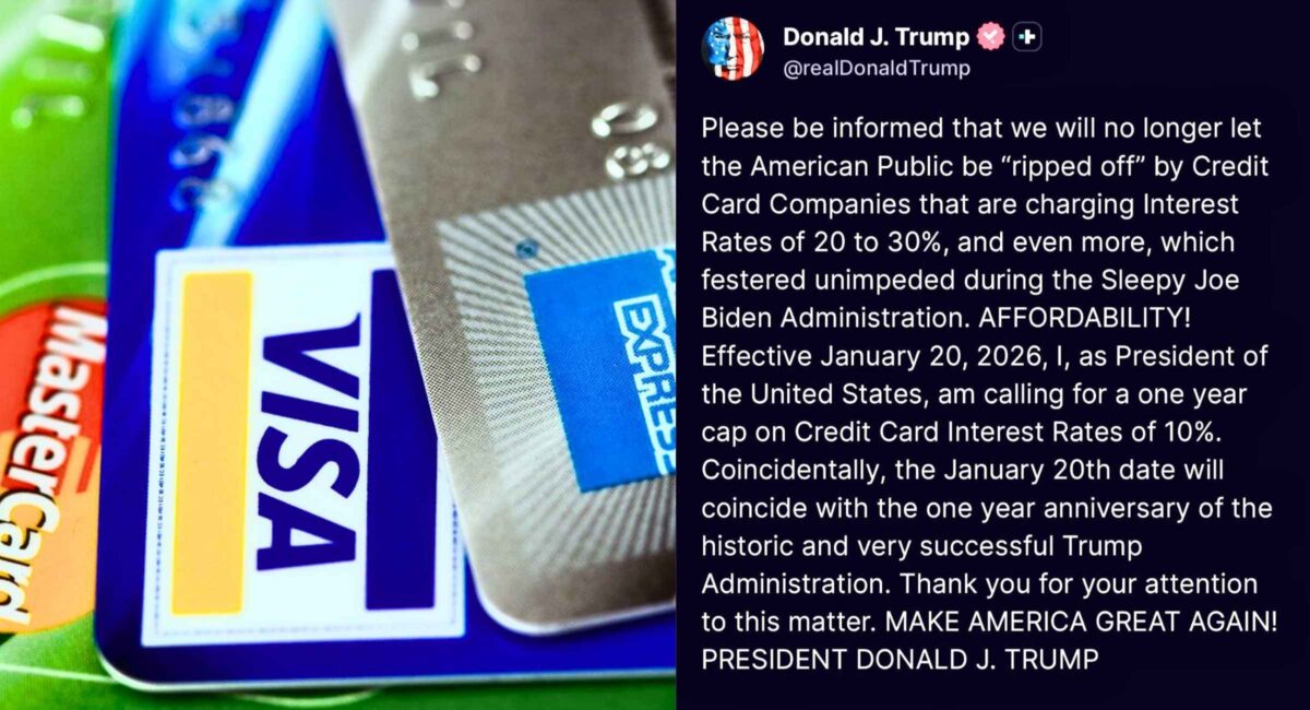 Trump Credit Card Interest Cap 2026 President Calls for One-Year 10% Limit on Rates Starting January 20 – Full Details, Bank Pushback, and Affordability Impact