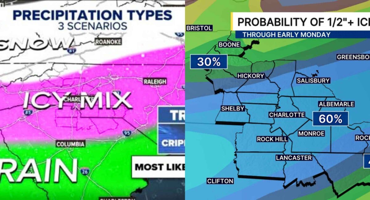 Winter Storm North Carolina Live Updates Jan 24 2026 Sleet Transitioning to Freezing Rain in Charlotte Weather